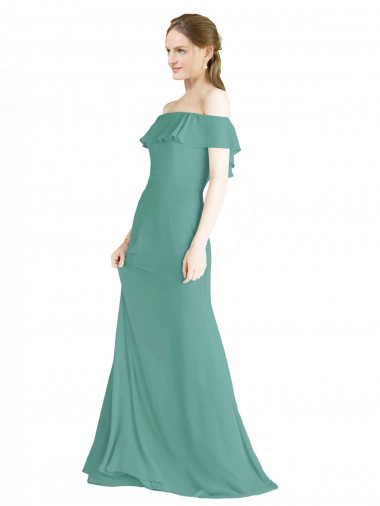Discount Off the Shoulder Bohemian Chiffon Bridesmaid Dress UK