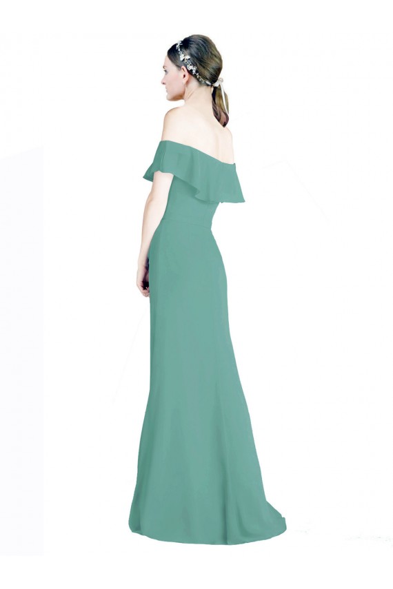 Discount Off the Shoulder Bohemian Chiffon Bridesmaid Dress UK