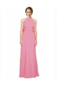 Discount Ruffle Halter Neck A-Line Chiffon Bridesmaid Dress with Open Back UK