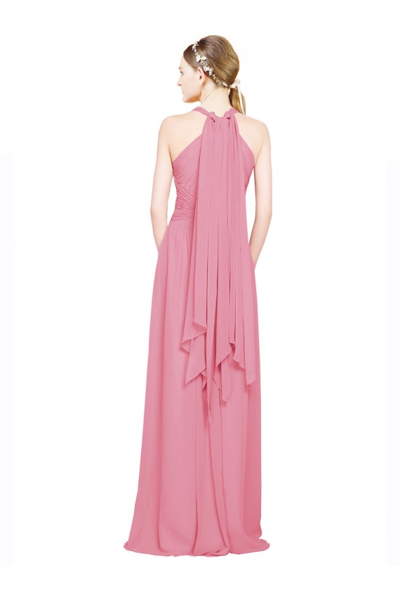 Discount Halter Neck Keyhole A-Line Chiffon Bridesmaid Dress UK