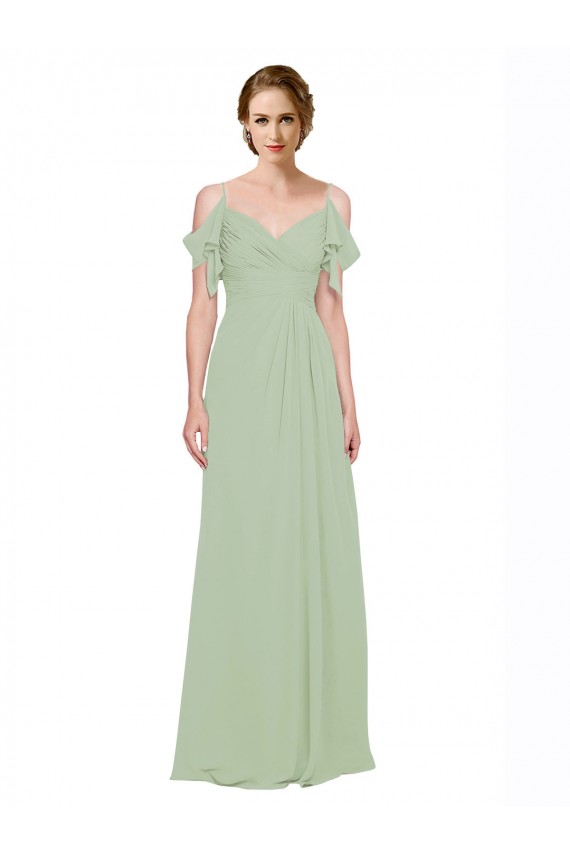 Discount Split Cold Shoulder Draped A-Line Chiffon Bridesmaid Dress UK