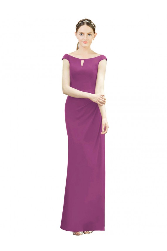 Discount Full Length Long Chiffon Bridesmaid Dress with Boat Neck UK