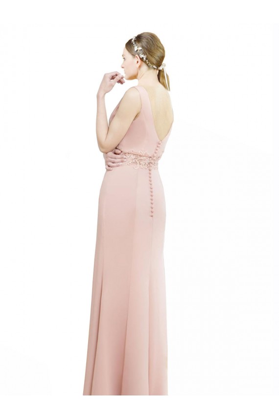 Discount Full Length Long Chiffon Bridesmaid Dress with Pleated Lace Waist UK