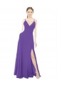 Discount Long Chiffon A-Line Bridesmaid Dress with Deep V-Neckline and Side Slit UK