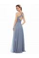 Discount High Neck Chiffon Bridesmaid Dress with Draped Bodice UK