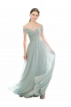 Discount Romantic Bridesmaid Dress with Embroidered Off the Shoulder Bodice UK