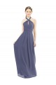 Discount High Halter Neck Chiffon Bridesmaid Dress with Twist-Tie UK