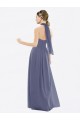 Discount High Halter Neck Chiffon Bridesmaid Dress with Twist-Tie UK