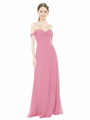 Discount Fitted Sweetheart Bodice Chiffon Bridesmaid Dress with Draped Cap Sleeves UK