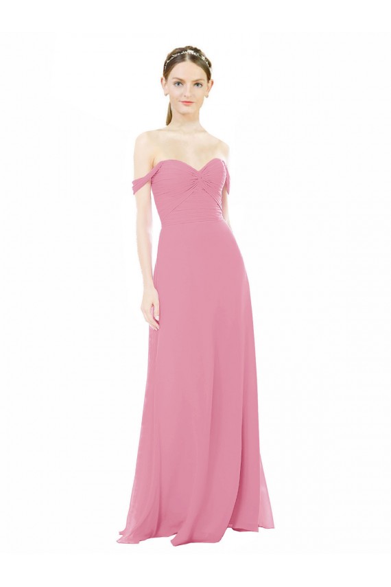Discount Fitted Sweetheart Bodice Chiffon Bridesmaid Dress with Draped Cap Sleeves UK