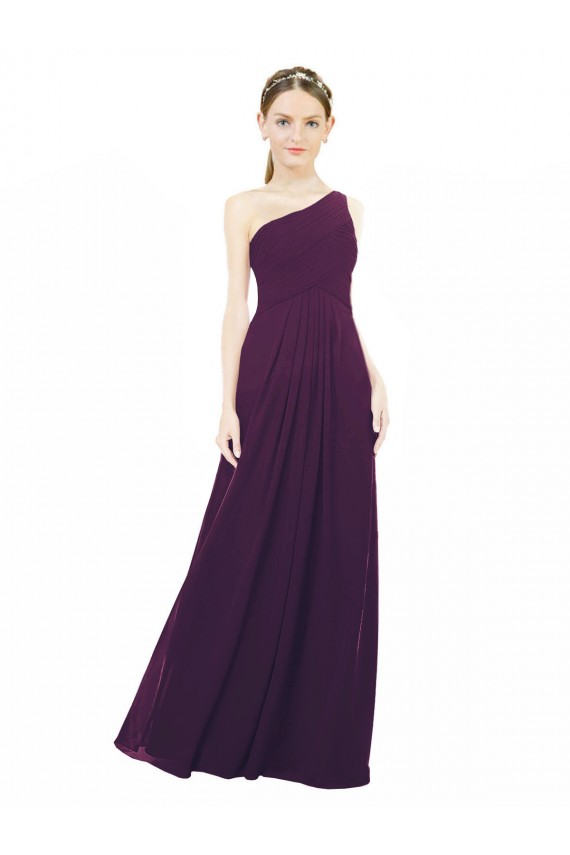 Discount One Shoulder Chiffon Bridesmaid Dress with Draped Bodice UK