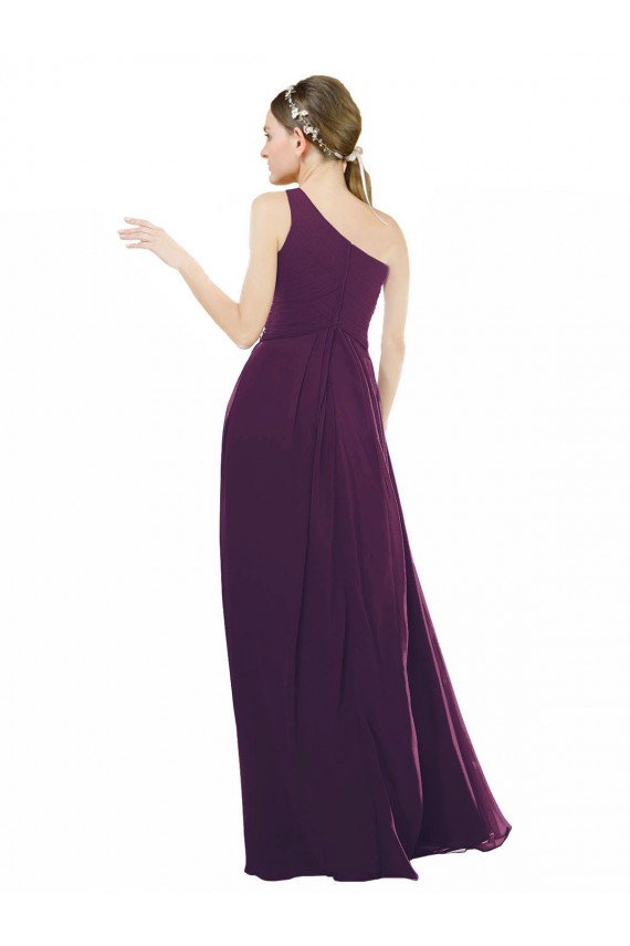 Discount One Shoulder Chiffon Bridesmaid Dress with Draped Bodice UK