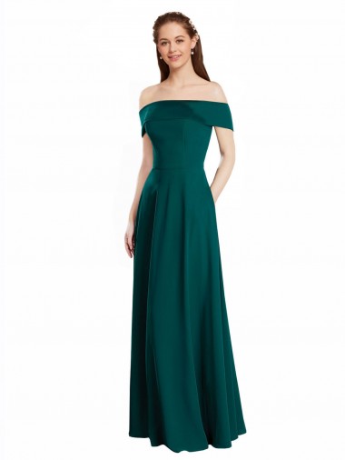 Discount Classic Off the Shoulder Chiffon Bridesmaid Dress with Cap Sleeves UK
