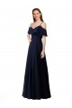 Discount Chiffon Bridesmaids Dress with Off the Shoulder Ruffle Detail UK