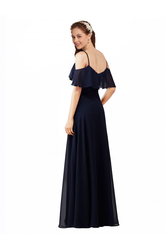 Discount Chiffon Bridesmaids Dress with Off the Shoulder Ruffle Detail UK