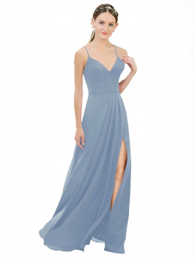 Discount Sexy Chiffon Bridesmaid Dress with V-Neck Lace Bodice UK