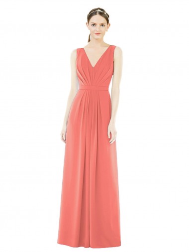 Discount V-Neck V-Back Sleeveless Chiffon Bridesmaid Dress UK