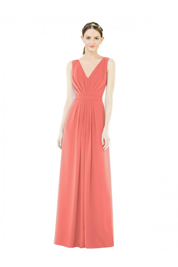 Discount V-Neck V-Back Sleeveless Chiffon Bridesmaid Dress UK