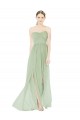 Discount Strapless Draped Bodice Maxi Bridesmaid Dress with Front Slits UK