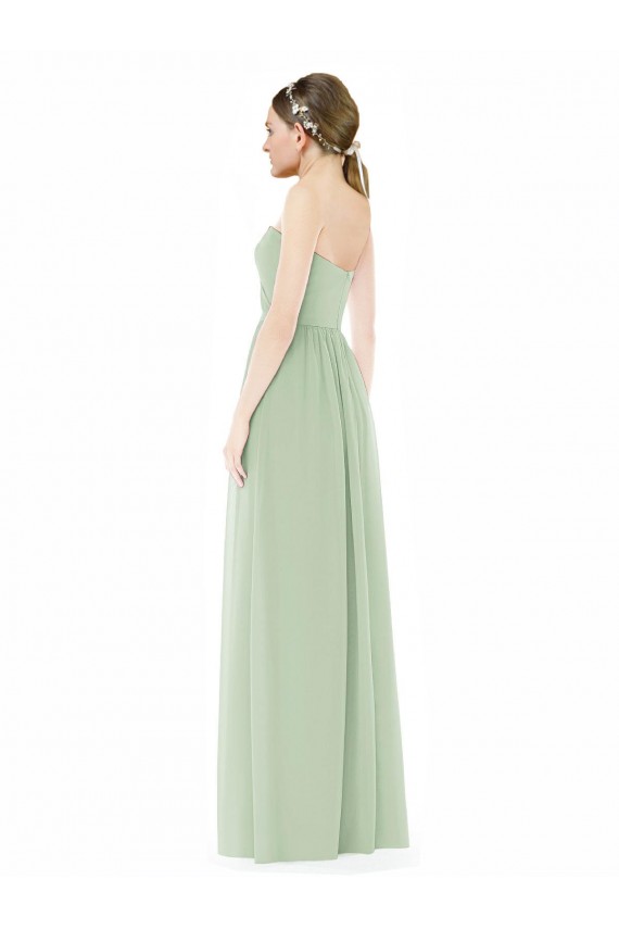 Discount Strapless Draped Bodice Maxi Bridesmaid Dress with Front Slits UK