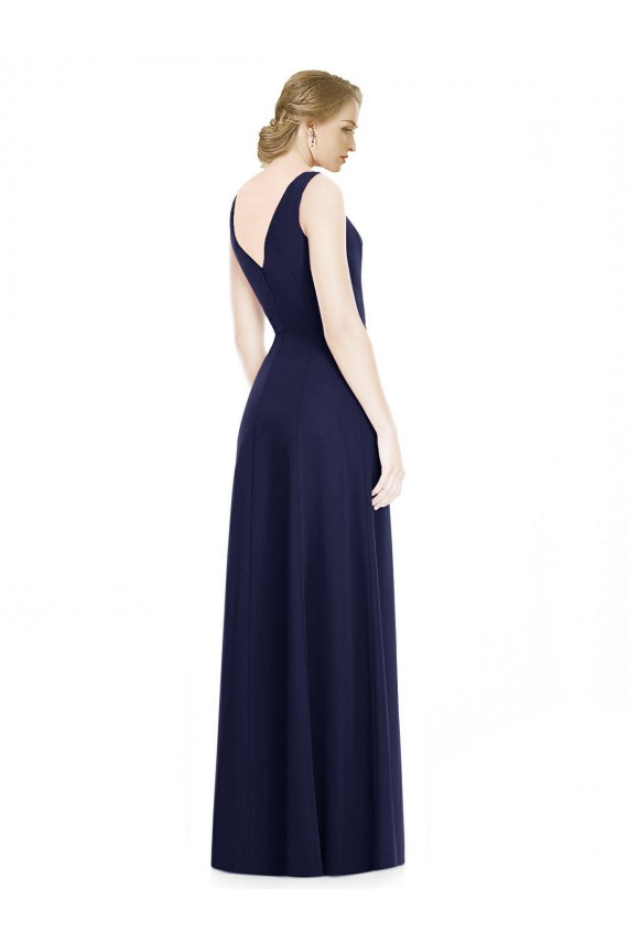 Discount Cowl Neck Deep V-Back Chiffon Bridesmaid Dress with Side Front Slits UK