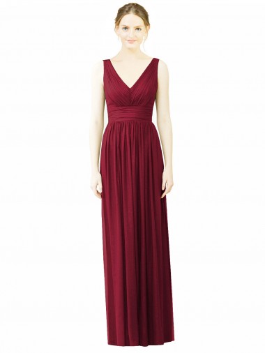 Discount V-Neck Full-Length Sleeveless Low Back Chiffon Bridesmaid Dress UK