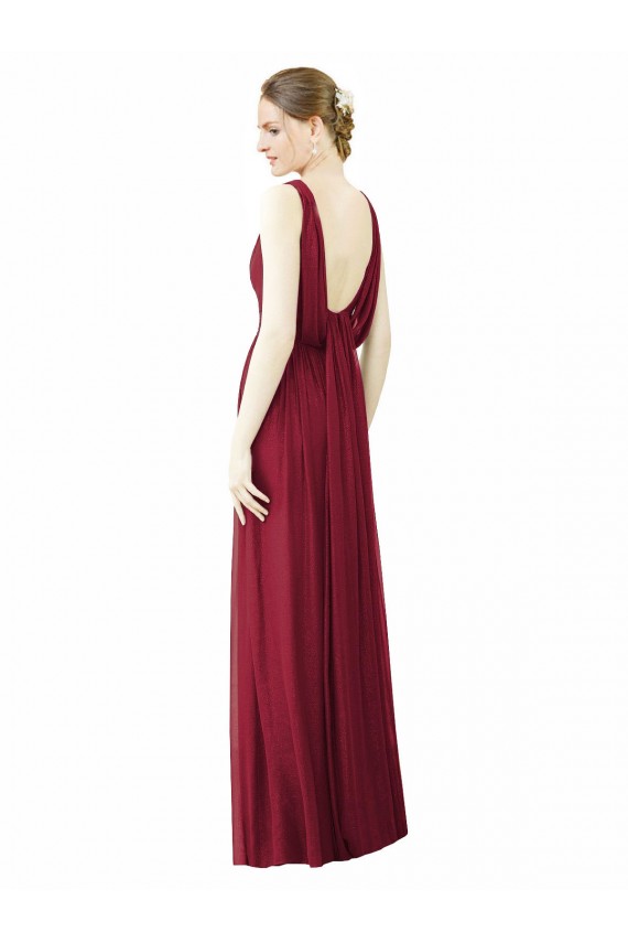Discount V-Neck Full-Length Sleeveless Low Back Chiffon Bridesmaid Dress UK