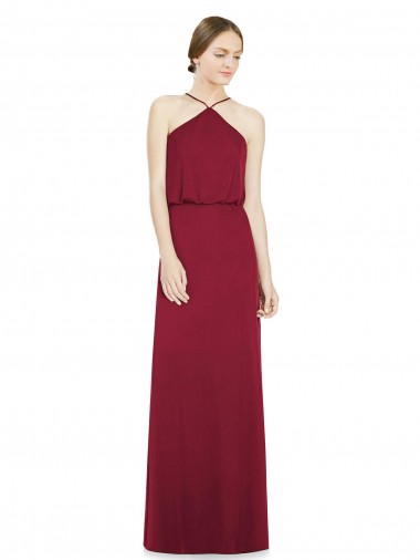 Discount Sleek Halter Neck A-Line Chiffon Bridesmaid Dress UK