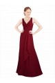 Discount Twist-Knot V-Neckline Long Chiffon Bridesmaid Dress UK