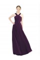 Discount Draped Long Chiffon Bridesmaid Dress with Unique Crossed Neckline UK