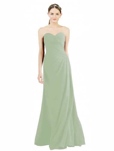 Discount Sweetheart Neckline Draped Floor Length Chiffon Bridesmaid Dress UK