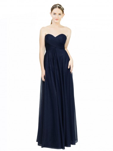 Discount Strapless Sweetheart Long Chiffon Bridesmaid Dress Low Back UK