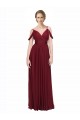 Discount Off the Shoulder V-Neck Petite Chiffon Bridesmaid Dress with Open Back UK