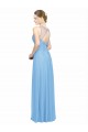 Discount Double Straps Shoulder V-Neck Sheath Chiffon Bridesmaid Dress with Keyhole Back UK