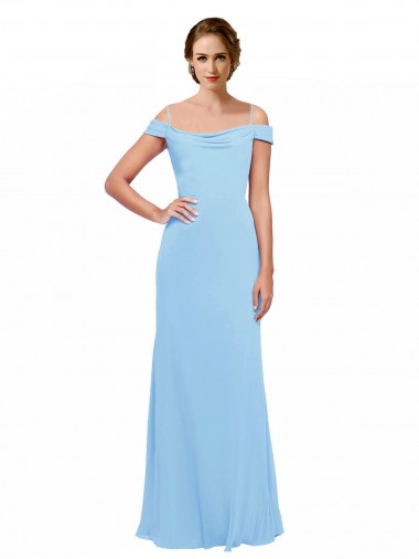 Discount Off the Shoulder Bateau Neck Chiffon Bridesmaid Dress with Straps UK