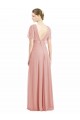 Discount Draped Short Sleeves Long Chiffon A-Line Bridesmaid Dress UK