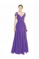 Discount Off the Shoulder Cap Sleeves Chiffon Bridesmaid Dress with Pleats UK