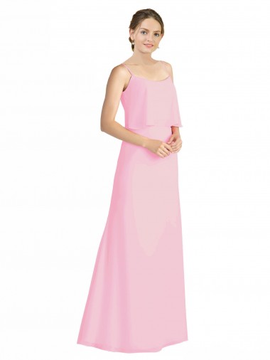 Discount Spaghetti Straps A-Line Chiffon Bridesmaid Dress Low Back UK