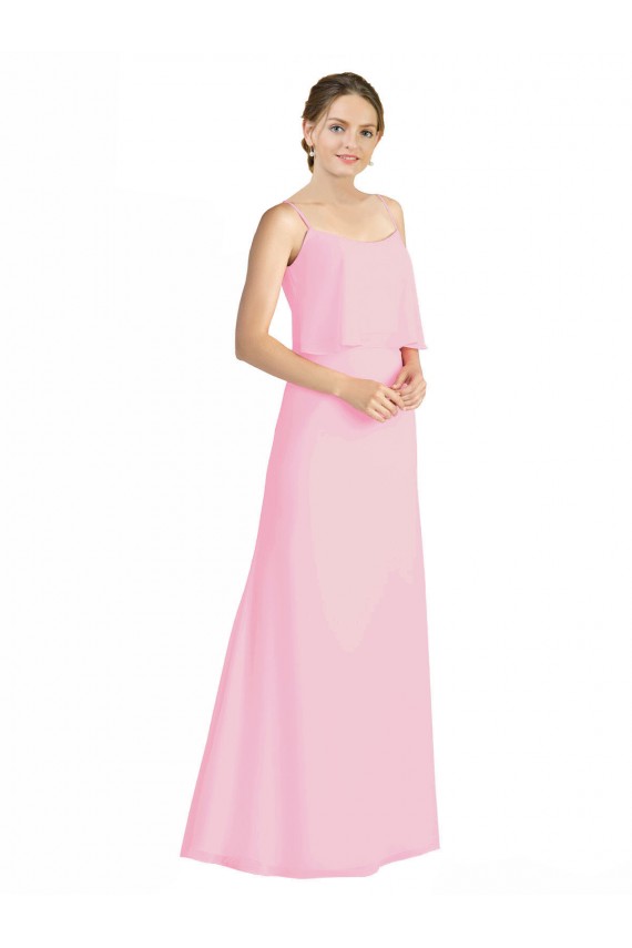 Discount Spaghetti Straps A-Line Chiffon Bridesmaid Dress Low Back UK