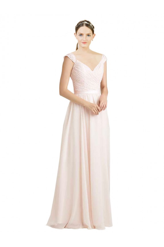 Discount Sweetheart A-Line Chiffon Bridesmaid Dress with Ruched Lace Bodice UK