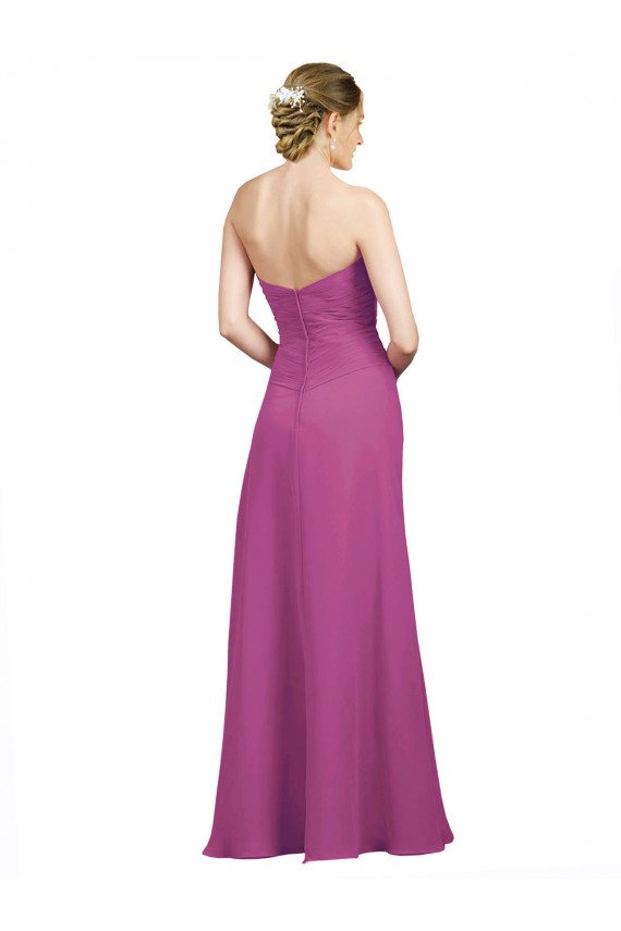 Discount Sweetheart Neckline Pleated Chiffon Bridesmaid Dress with Low Back UK