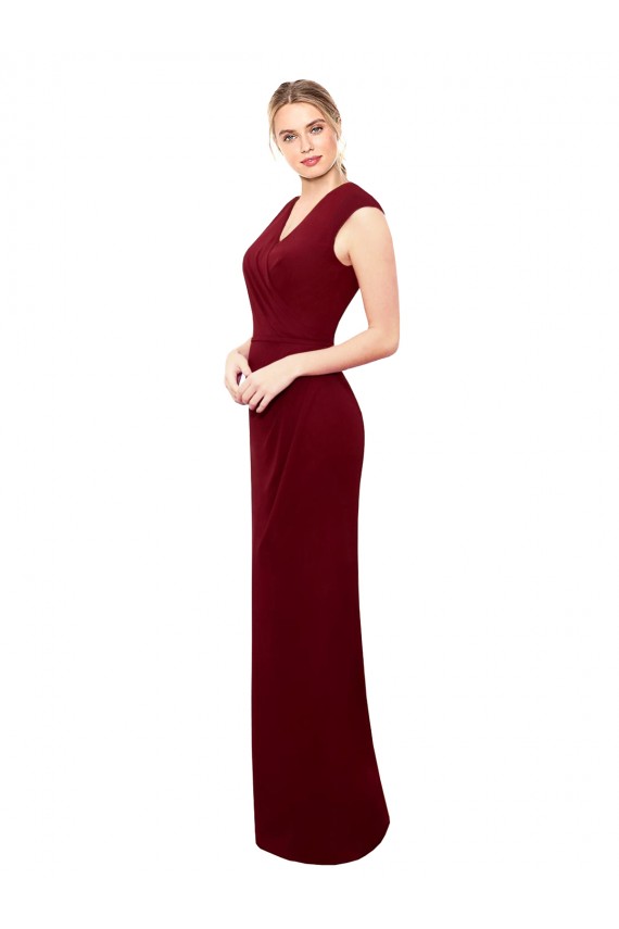Discount Cap Sleeves Chiffon Bridesmaid Dress / Prom Dress with Pleated V-Neck Bodice UK