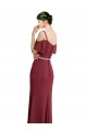 Discount Draped Cold Shoulder Long Chiffon Bridesmaid Dress with Spaghetti Straps UK