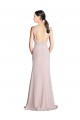 Discount Long Slim Chiffon Bridesmaid Dress with Ruffled Waist and Keyhole UK