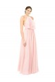 Discount Halter Neck Chiffon Bridesmaid Dress with Double Ruffle Front UK