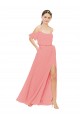 Discount Draped Off the Shoulder Sleeves Chiffon Bridesmaid Dress UK