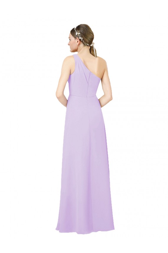 Discount Grecian Inspired Simple One Shoulder Chiffon Formal Bridesmaid Dress with Ruching UK