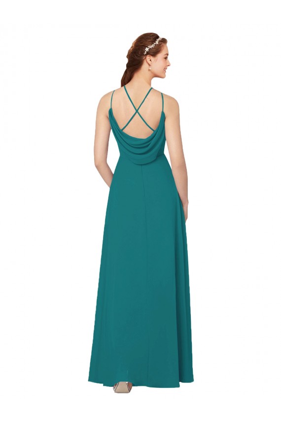Discount Simple Chiffon Bridesmaid Dress with High Halter Neckline UK