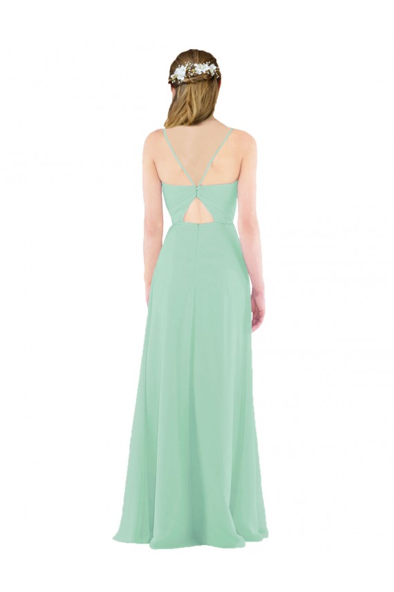Discount Classic Long Chiffon Bridesmaid Dress with V-Neck UK