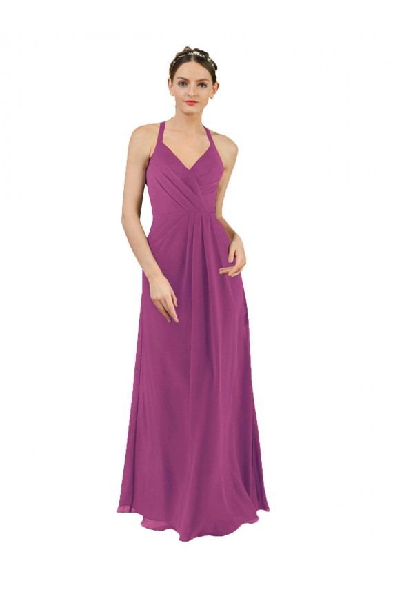 Discount Sassy Chiffon Bridesmaid Dress with Halter Neckline UK
